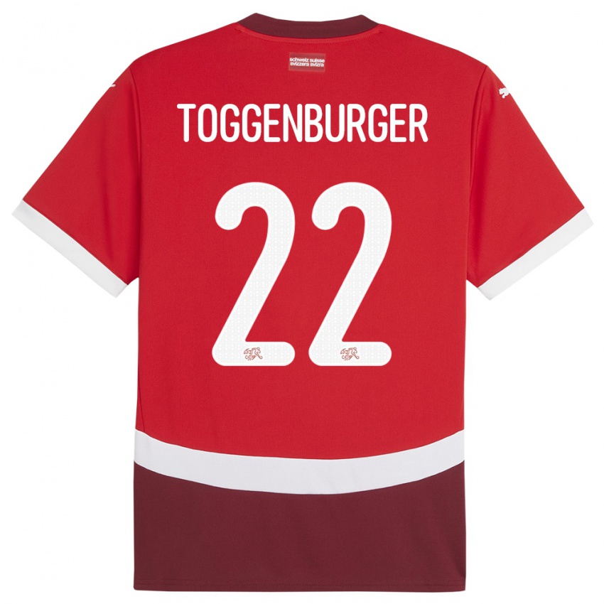 Bambino Maglia Svizzera Nando Toggenburger #22 Rosso Kit Gara Home 24-26 Maglietta