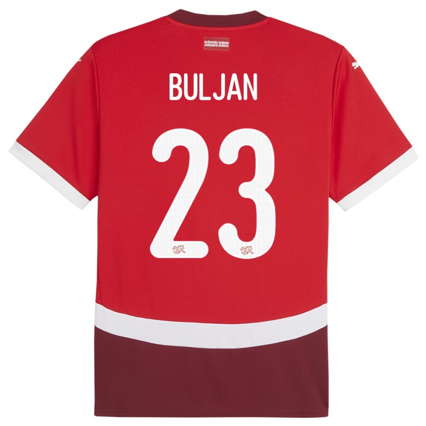 Bambino Maglia Svizzera Leo Buljan #23 Rosso Kit Gara Home 24-26 Maglietta