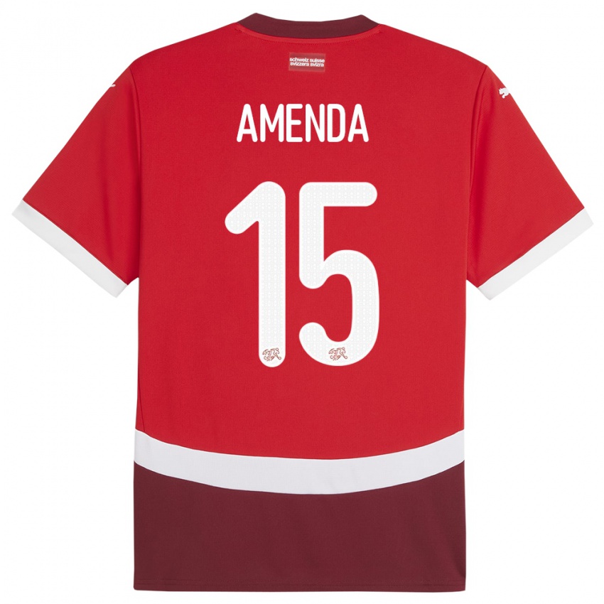 Bambino Maglia Svizzera Aurele Amenda #15 Rosso Kit Gara Home 24-26 Maglietta