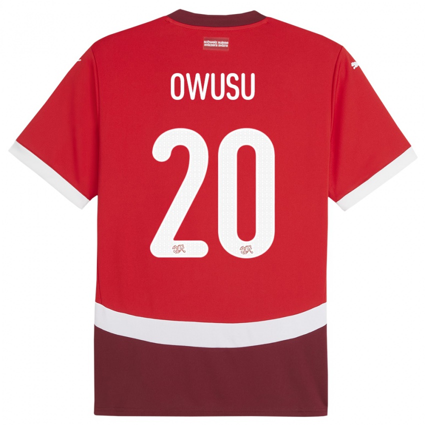 Bambino Maglia Svizzera Tyron Owusu #20 Rosso Kit Gara Home 24-26 Maglietta