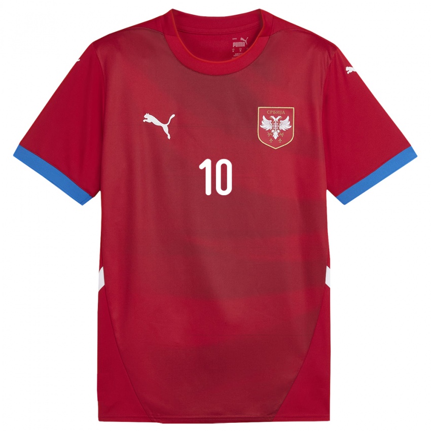 Bambino Maglia Serbia Dusan Tadic #10 Rosso Kit Gara Home 24-26 Maglietta