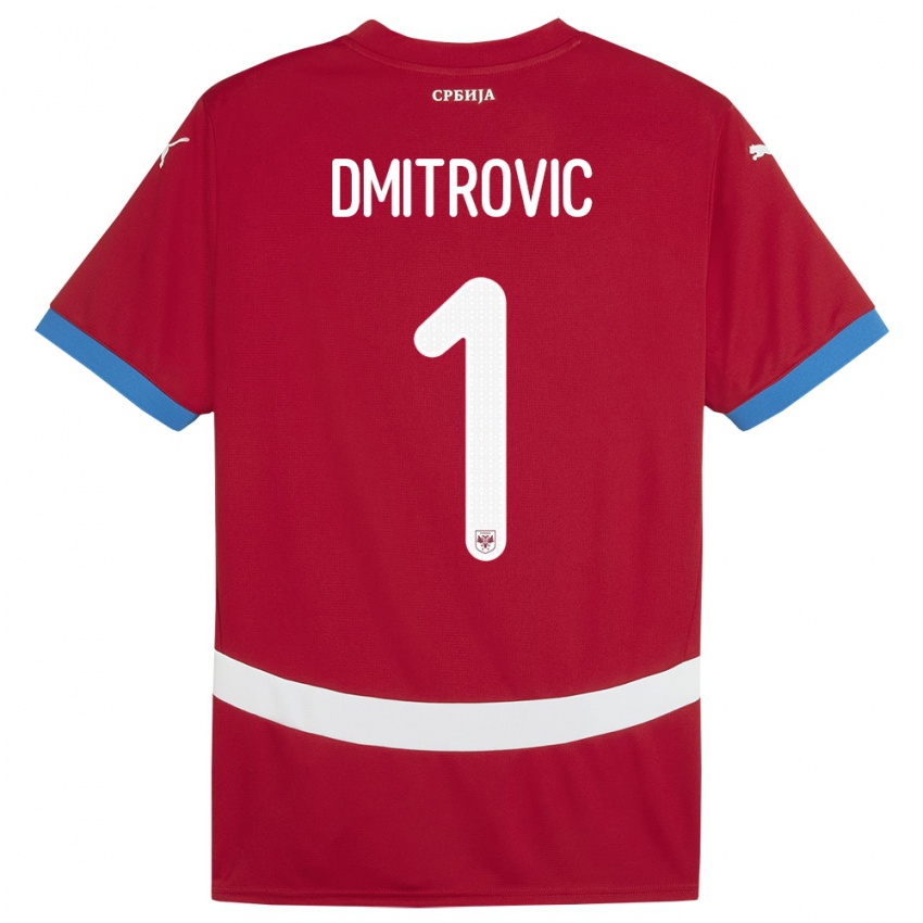 Bambino Maglia Serbia Marko Dmitrovic #1 Rosso Kit Gara Home 24-26 Maglietta