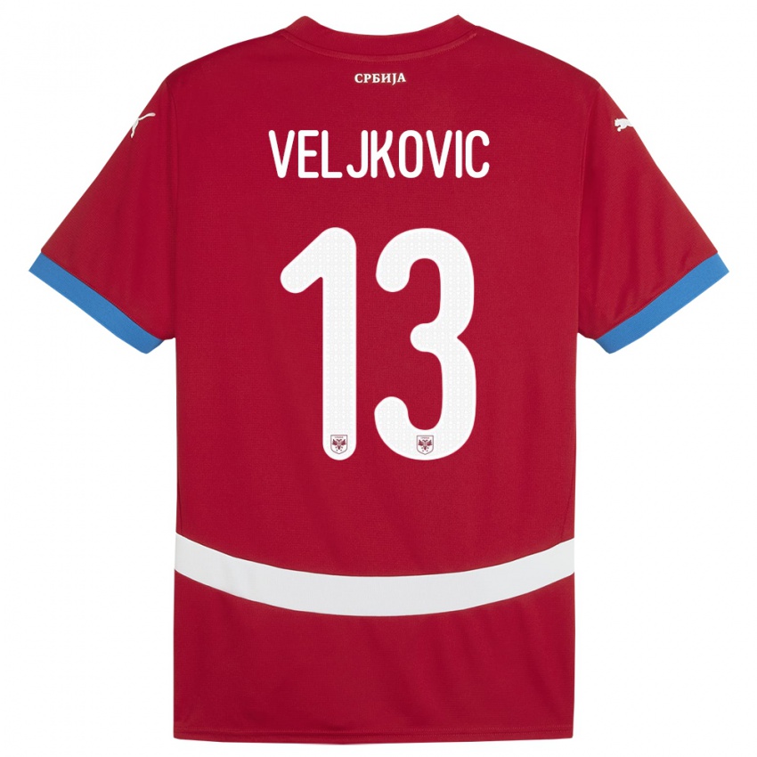 Bambino Maglia Serbia Milos Veljkovic #13 Rosso Kit Gara Home 24-26 Maglietta