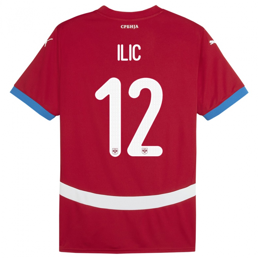 Bambino Maglia Serbia Marko Ilic #12 Rosso Kit Gara Home 24-26 Maglietta