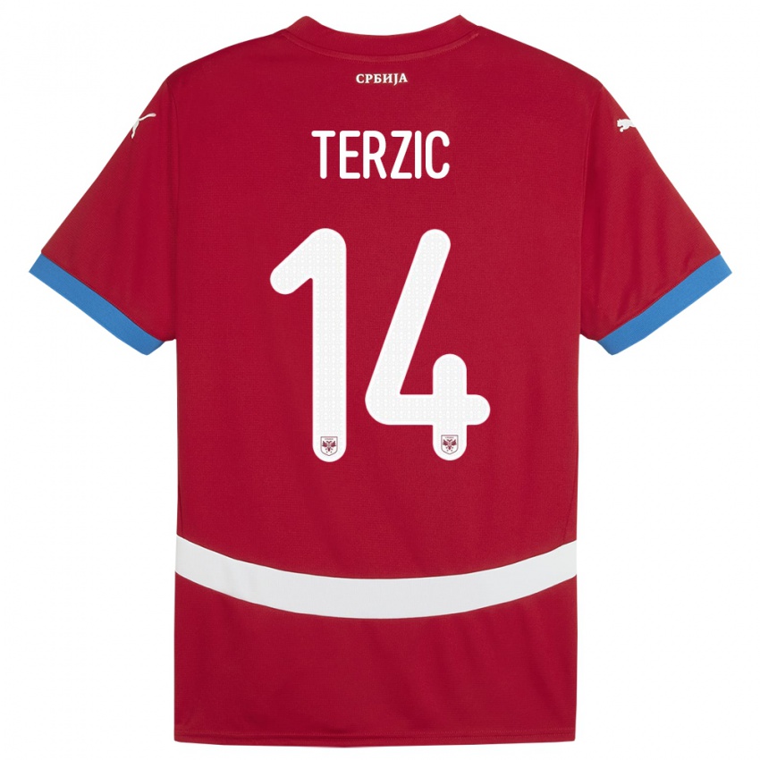 Bambino Maglia Serbia Aleksa Terzic #14 Rosso Kit Gara Home 24-26 Maglietta