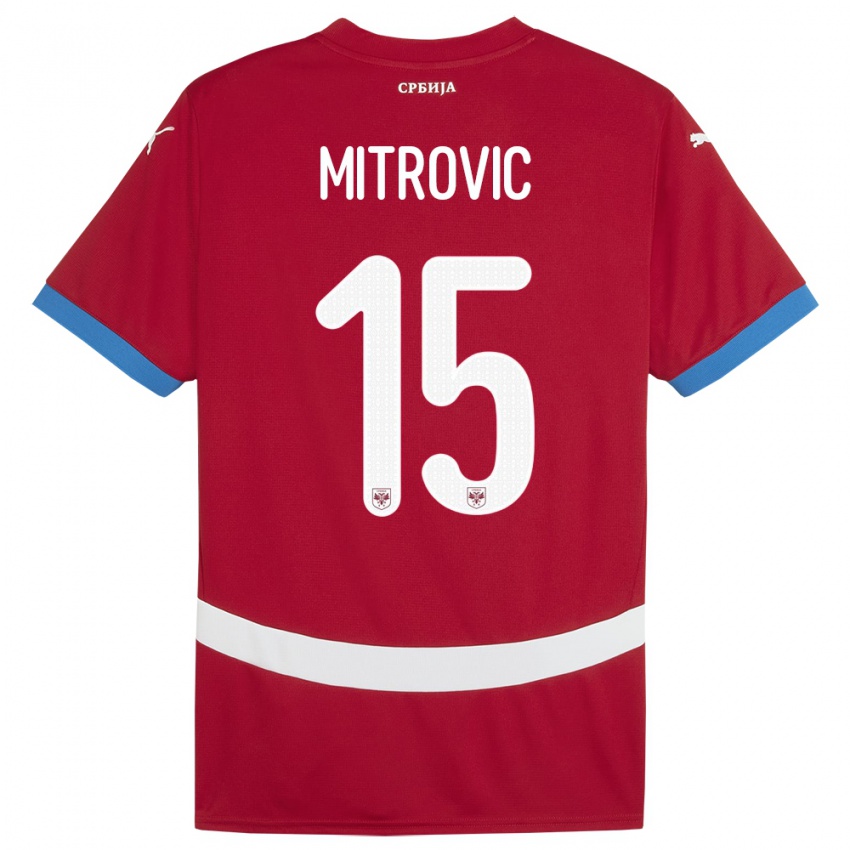 Bambino Maglia Serbia Stefan Mitrovic #15 Rosso Kit Gara Home 24-26 Maglietta