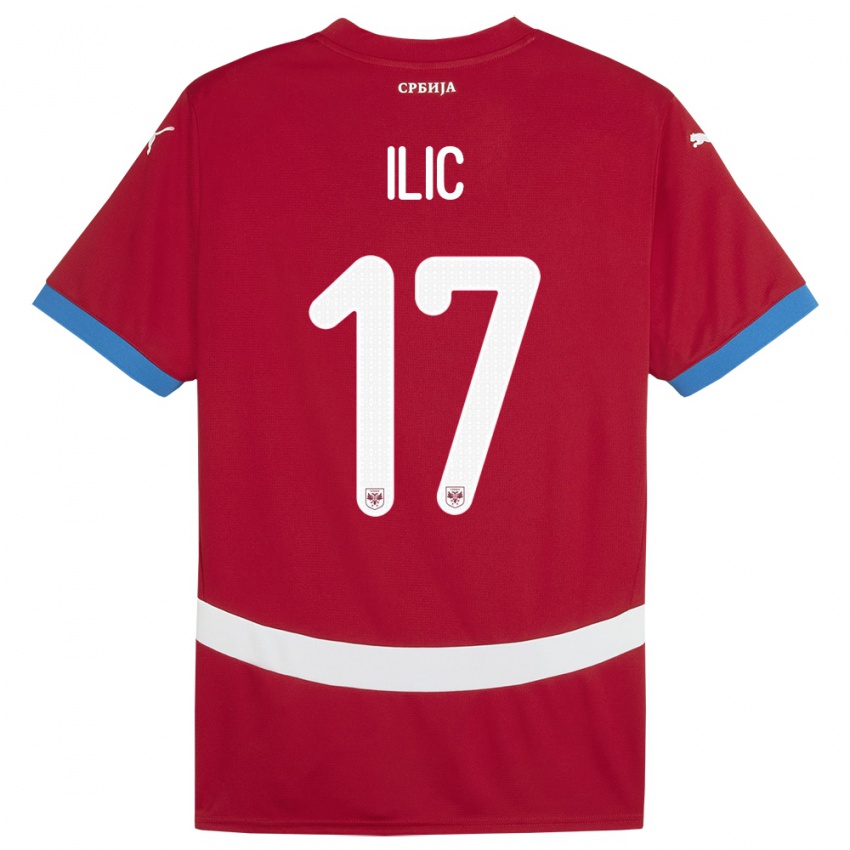 Bambino Maglia Serbia Ivan Ilic #17 Rosso Kit Gara Home 24-26 Maglietta