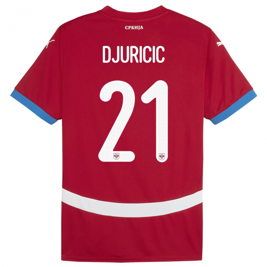 Bambino Maglia Serbia Filip Djuricic #21 Rosso Kit Gara Home 24-26 Maglietta