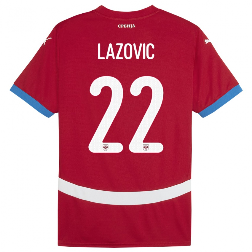 Bambino Maglia Serbia Darko Lazovic #22 Rosso Kit Gara Home 24-26 Maglietta