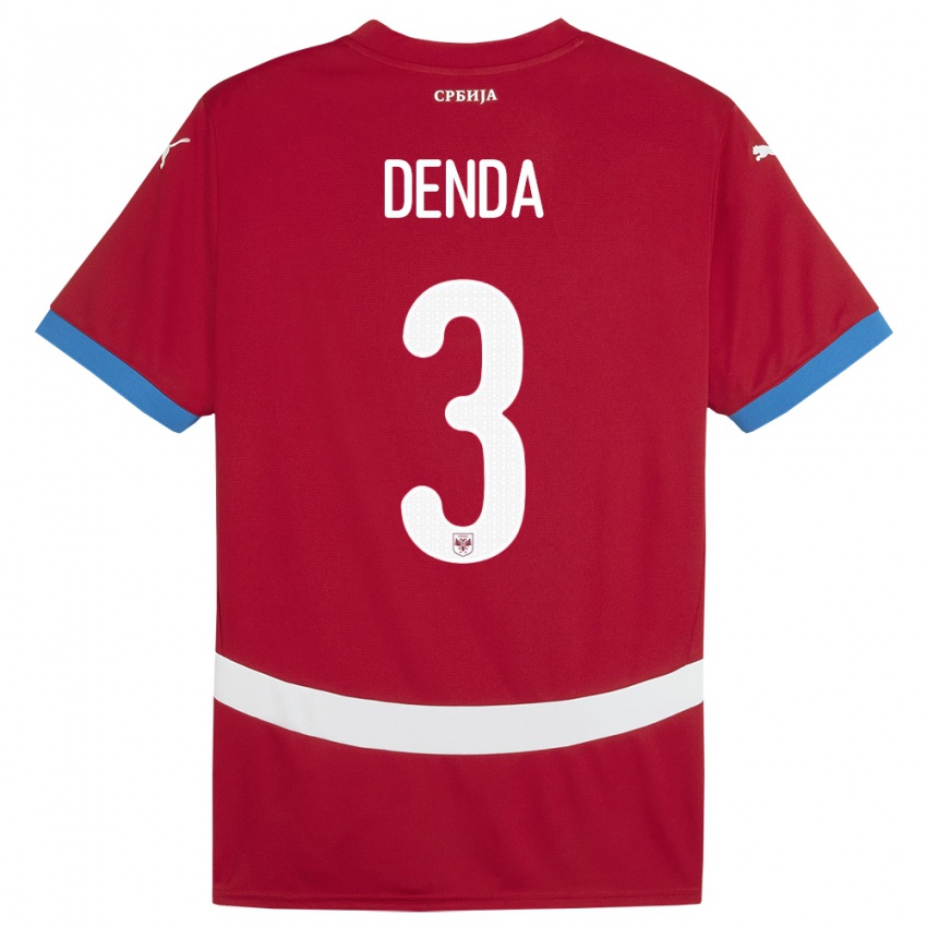 Bambino Maglia Serbia Milica Denda #3 Rosso Kit Gara Home 24-26 Maglietta