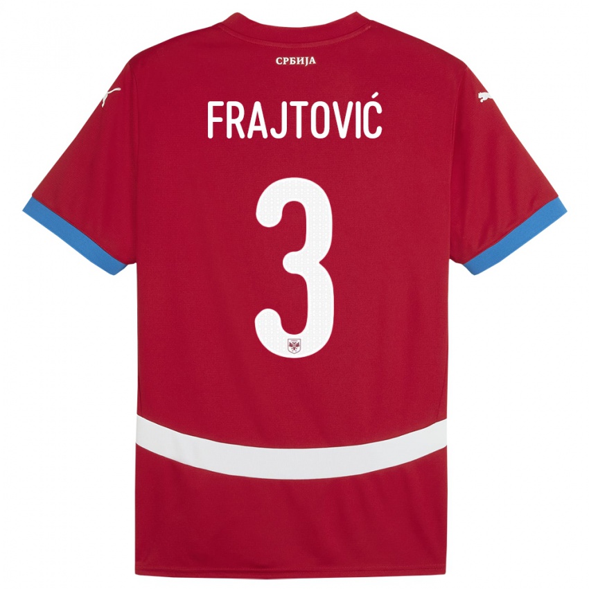 Bambino Maglia Serbia Andela Frajtovic #3 Rosso Kit Gara Home 24-26 Maglietta