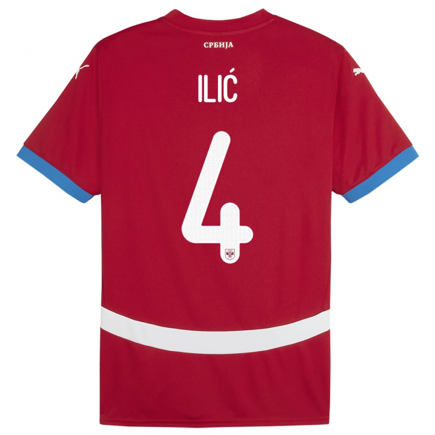 Bambino Maglia Serbia Marija Ilic #4 Rosso Kit Gara Home 24-26 Maglietta