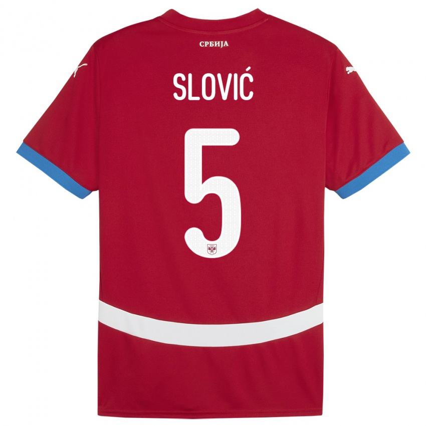 Bambino Maglia Serbia Violeta Slovic #5 Rosso Kit Gara Home 24-26 Maglietta