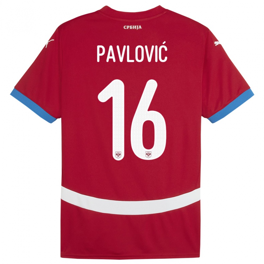 Bambino Maglia Serbia Sara Pavlovic #16 Rosso Kit Gara Home 24-26 Maglietta