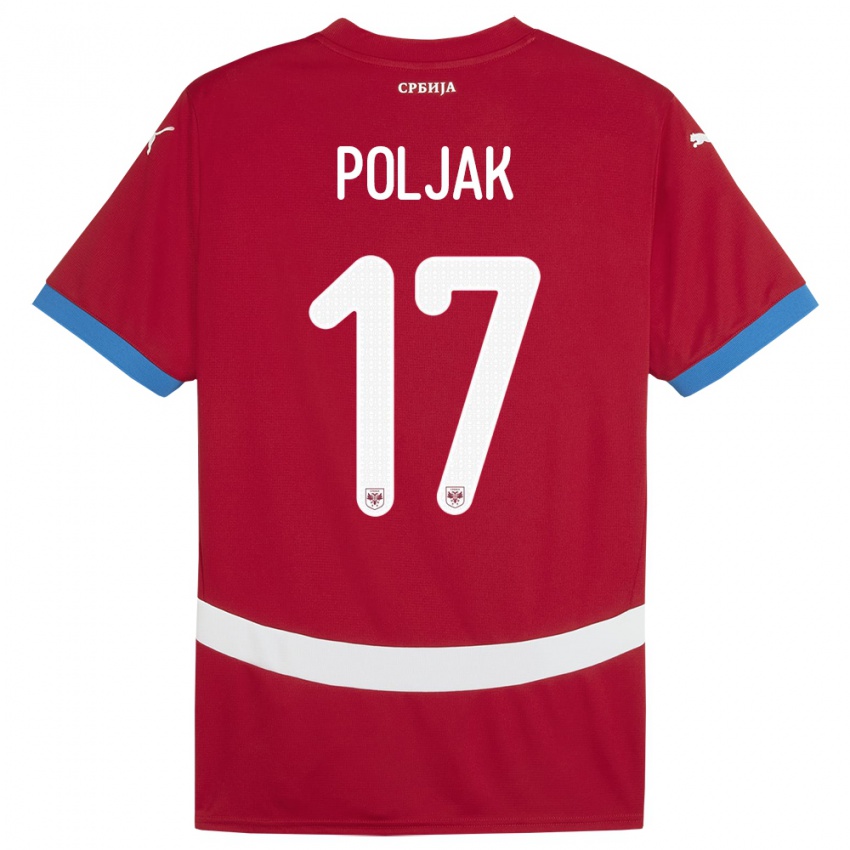 Bambino Maglia Serbia Allegra Poljak #17 Rosso Kit Gara Home 24-26 Maglietta