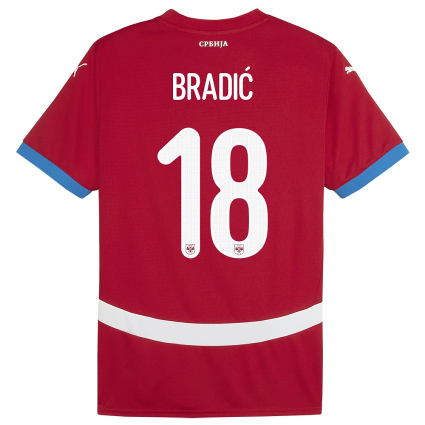 Bambino Maglia Serbia Biljana Bradic #18 Rosso Kit Gara Home 24-26 Maglietta