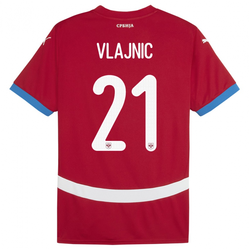 Bambino Maglia Serbia Tyla Jay Vlajnic #21 Rosso Kit Gara Home 24-26 Maglietta