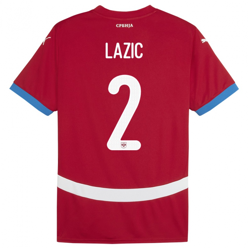 Bambino Maglia Serbia Uros Lazic #2 Rosso Kit Gara Home 24-26 Maglietta