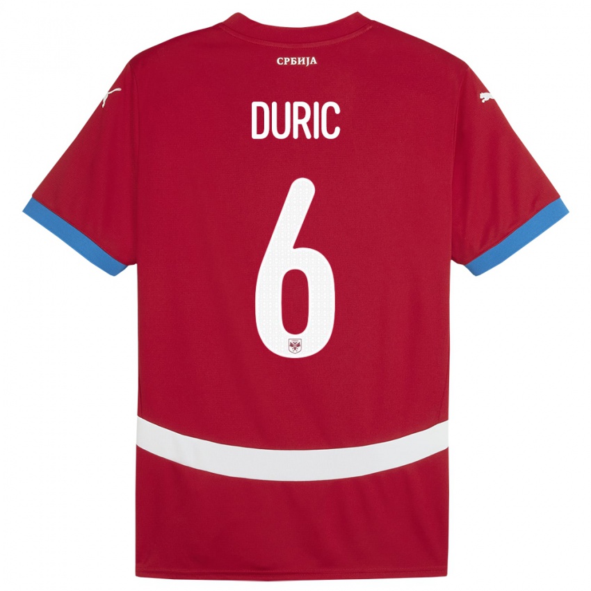 Bambino Maglia Serbia Andrej Duric #6 Rosso Kit Gara Home 24-26 Maglietta