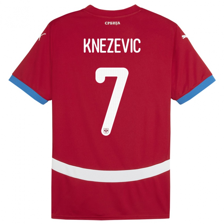 Bambino Maglia Serbia Nikola Knezevic #7 Rosso Kit Gara Home 24-26 Maglietta