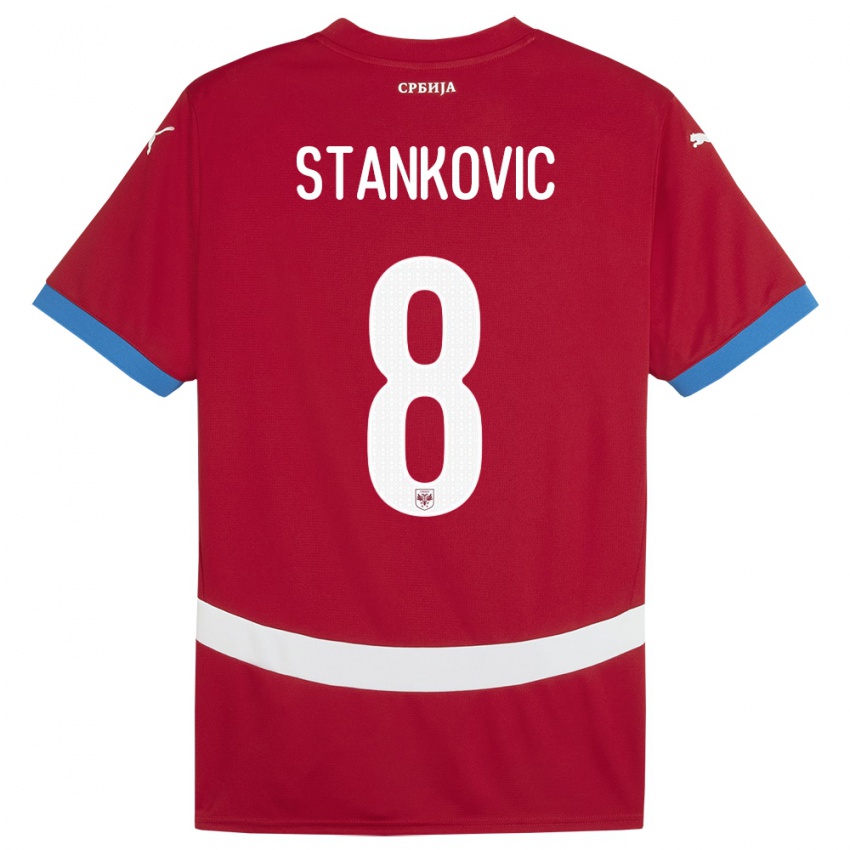 Bambino Maglia Serbia Nikola Stankovic #8 Rosso Kit Gara Home 24-26 Maglietta