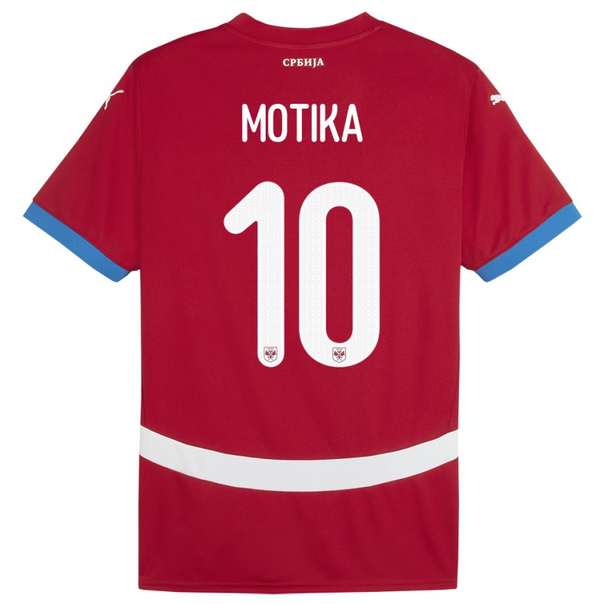 Bambino Maglia Serbia Nemanja Motika #10 Rosso Kit Gara Home 24-26 Maglietta