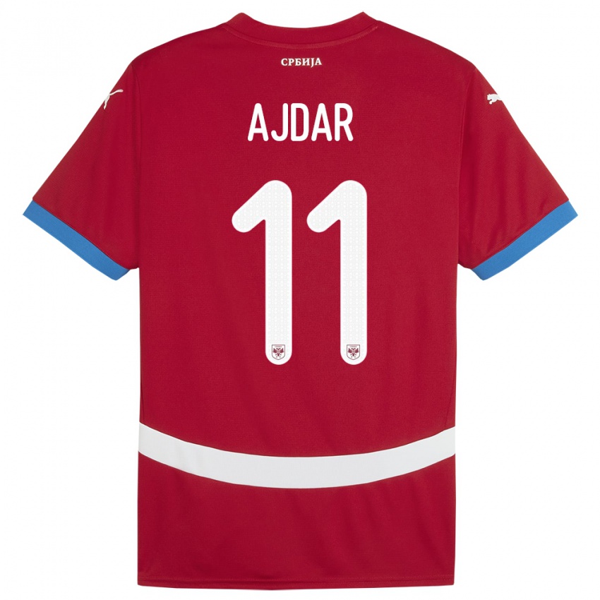 Bambino Maglia Serbia Ognjen Ajdar #11 Rosso Kit Gara Home 24-26 Maglietta