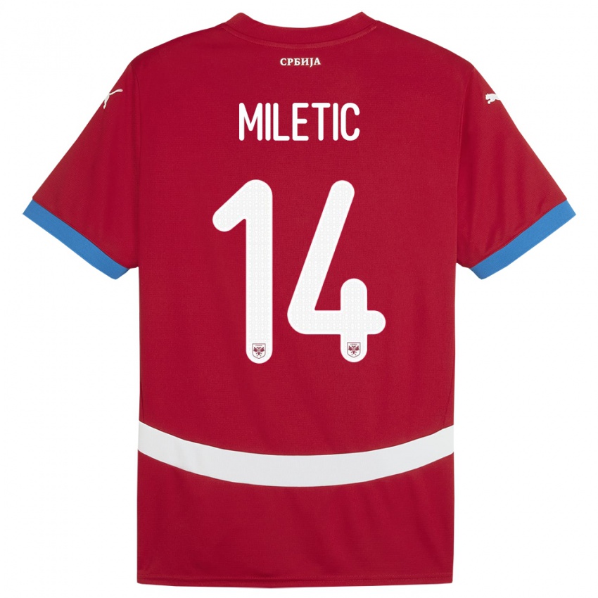 Bambino Maglia Serbia Vladimir Miletic #14 Rosso Kit Gara Home 24-26 Maglietta