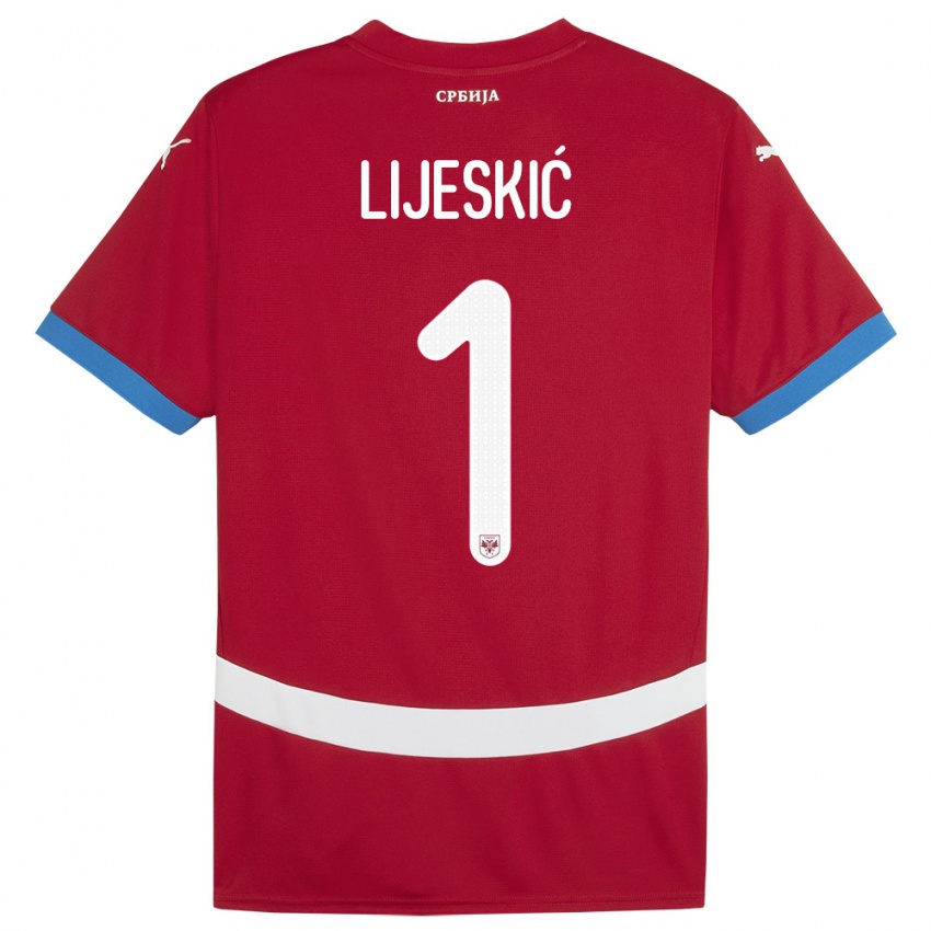 Bambino Maglia Serbia Luka Lijeskic #1 Rosso Kit Gara Home 24-26 Maglietta