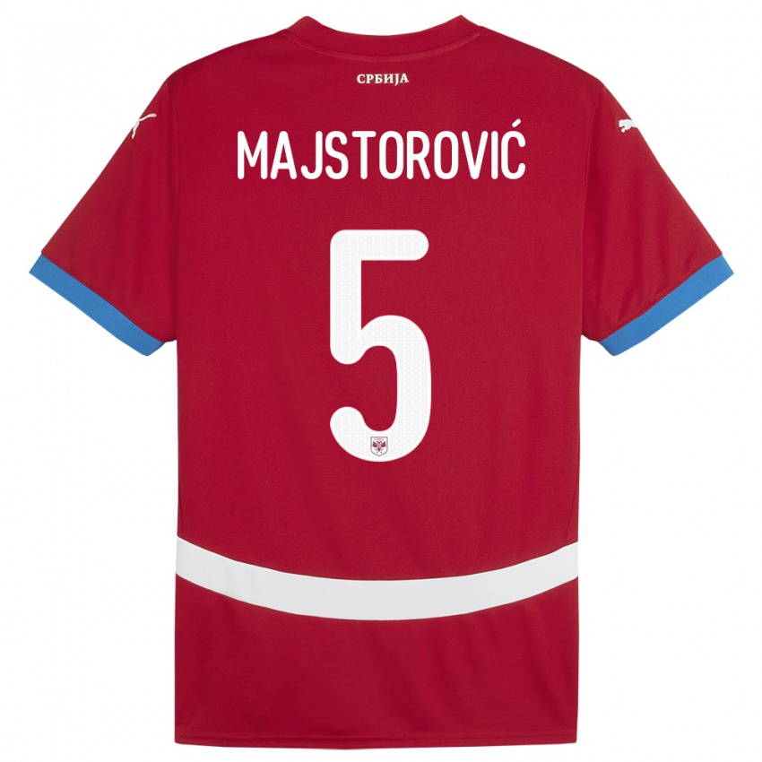 Bambino Maglia Serbia Milan Majstorovic #5 Rosso Kit Gara Home 24-26 Maglietta