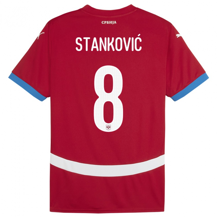 Bambino Maglia Serbia Aleksandar Stankovic #8 Rosso Kit Gara Home 24-26 Maglietta