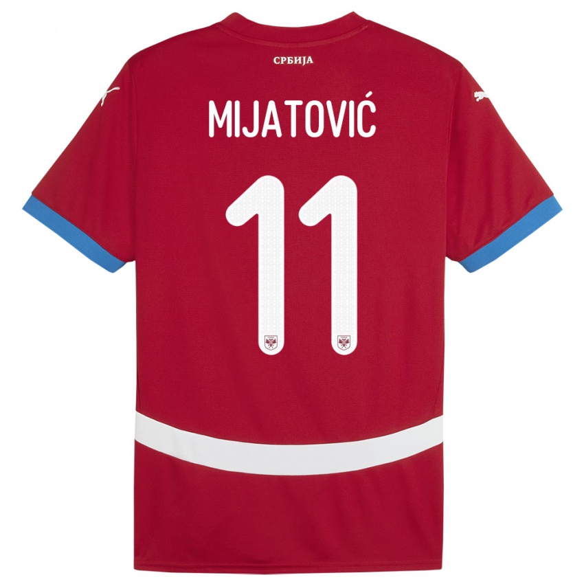 Bambino Maglia Serbia Jovan Mijatovic #11 Rosso Kit Gara Home 24-26 Maglietta