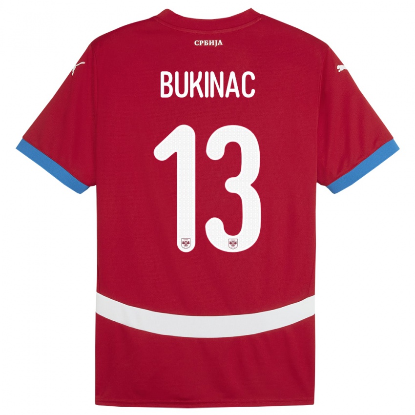 Bambino Maglia Serbia Stefan Bukinac #13 Rosso Kit Gara Home 24-26 Maglietta