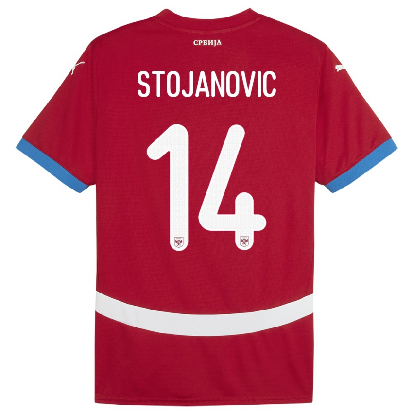 Bambino Maglia Serbia Matija Stojanovic #14 Rosso Kit Gara Home 24-26 Maglietta