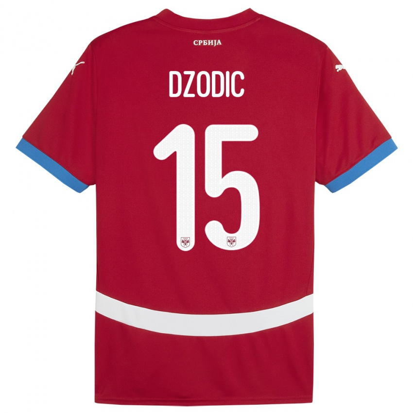 Bambino Maglia Serbia Stefan Dzodic #15 Rosso Kit Gara Home 24-26 Maglietta