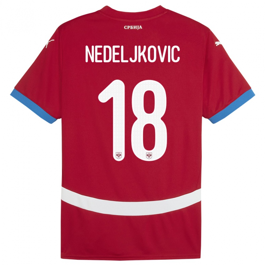 Bambino Maglia Serbia Kosta Nedeljkovic #18 Rosso Kit Gara Home 24-26 Maglietta