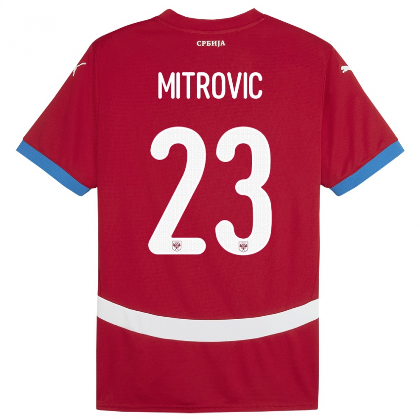 Bambino Maglia Serbia Vuk Mitrovic #23 Rosso Kit Gara Home 24-26 Maglietta