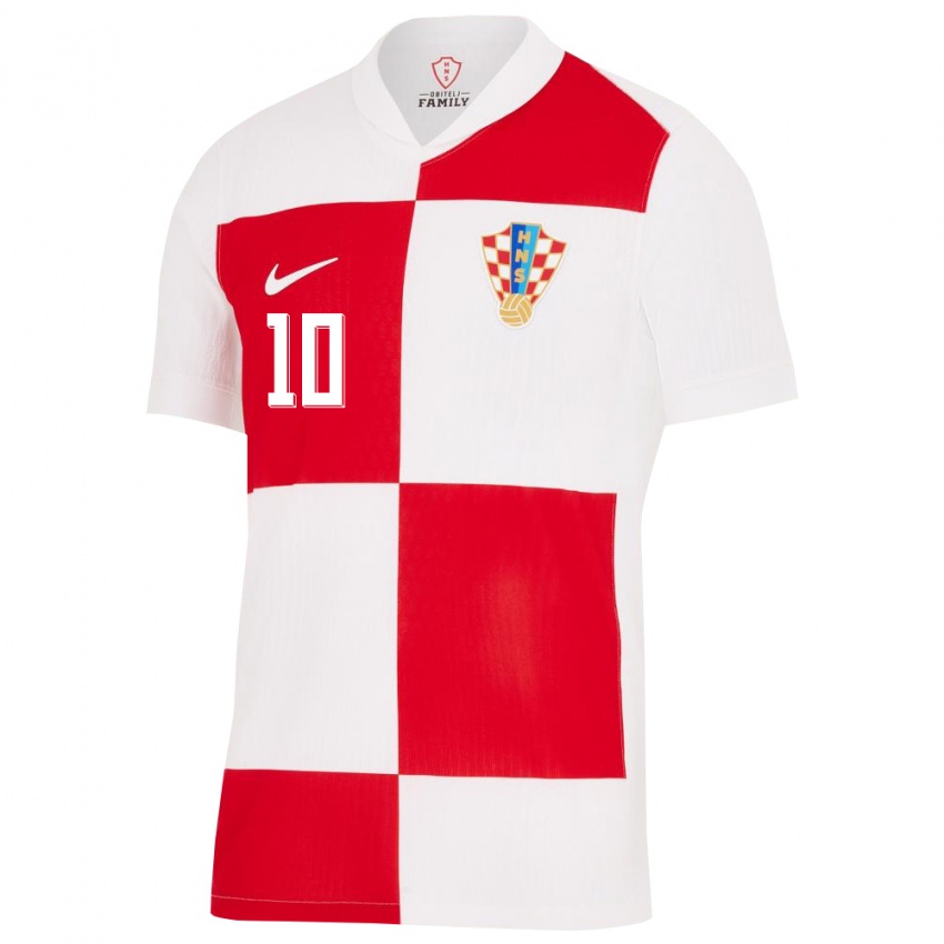 Bambino Maglia Croazia Luka Modric #10 Bianco Rosso Kit Gara Home 24-26 Maglietta