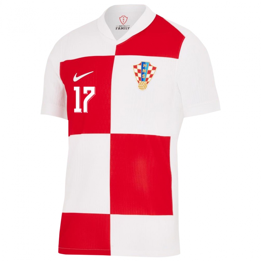 Bambino Maglia Croazia Karla Jedvaj #17 Bianco Rosso Kit Gara Home 24-26 Maglietta