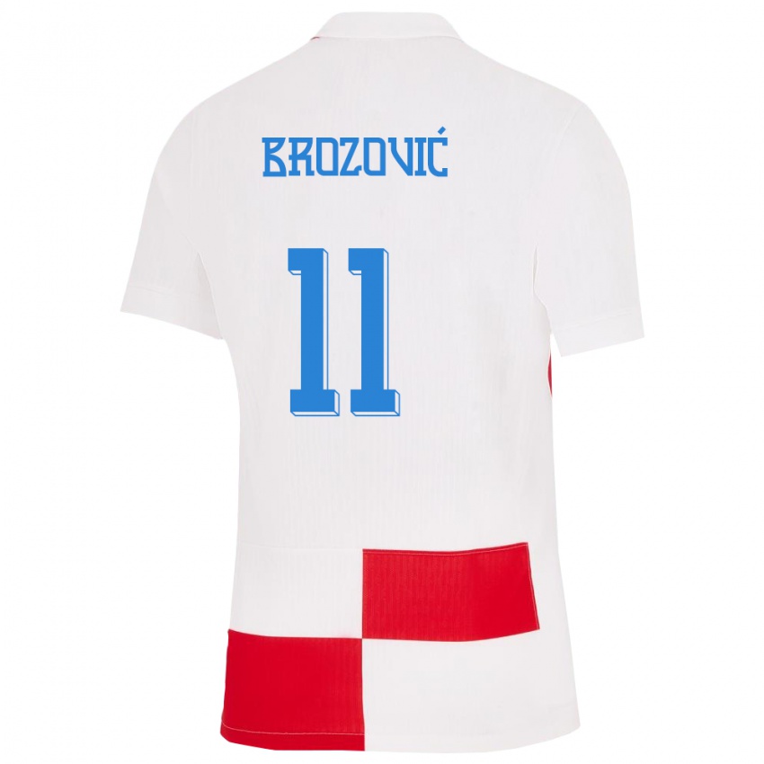 Bambino Maglia Croazia Marcelo Brozovic #11 Bianco Rosso Kit Gara Home 24-26 Maglietta