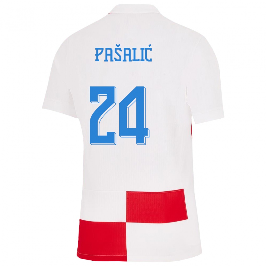 Bambino Maglia Croazia Marco Pasalic #24 Bianco Rosso Kit Gara Home 24-26 Maglietta