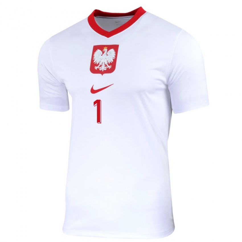 Bambino Maglia Polonia Wojciech Szczesny #1 Bianco Kit Gara Home 24-26 Maglietta