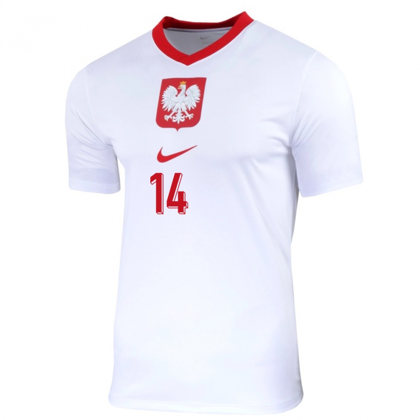 Bambino Maglia Polonia Dominika Grabowska #14 Bianco Kit Gara Home 24-26 Maglietta