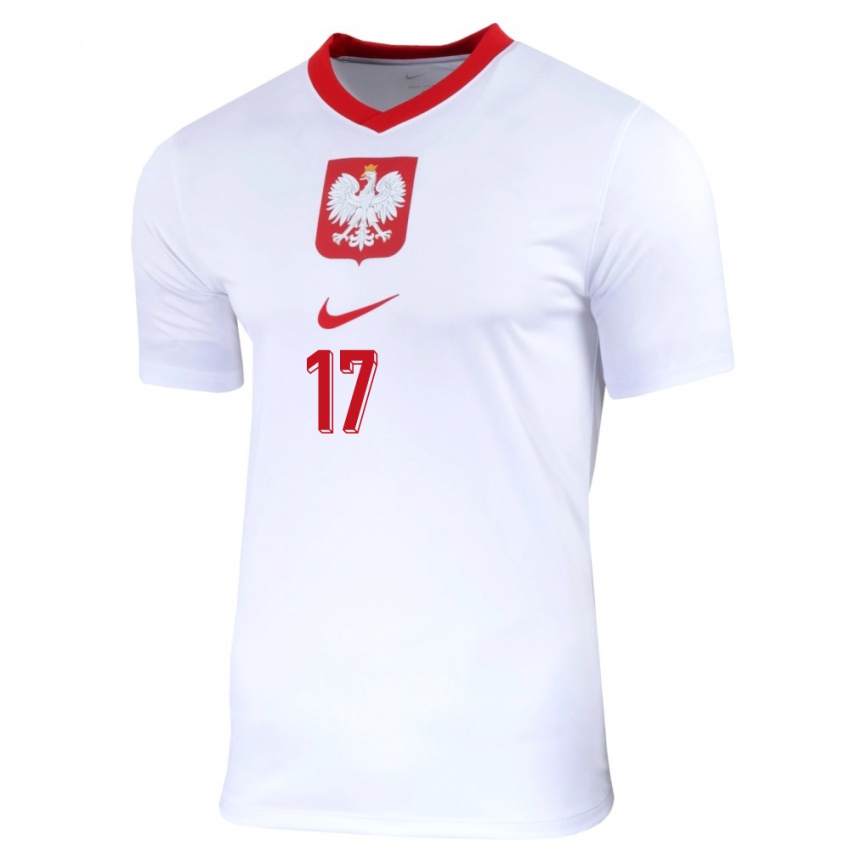 Bambino Maglia Polonia Zofia Buszewska #17 Bianco Kit Gara Home 24-26 Maglietta