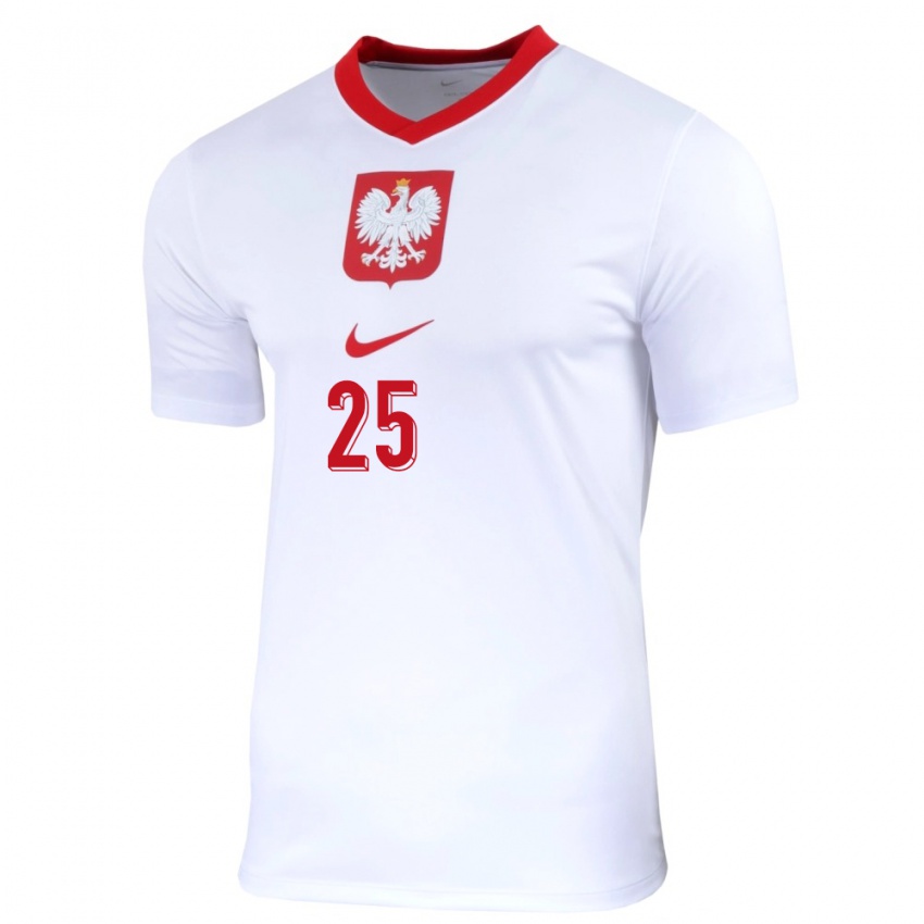 Bambino Maglia Polonia Michal Skoras #25 Bianco Kit Gara Home 24-26 Maglietta