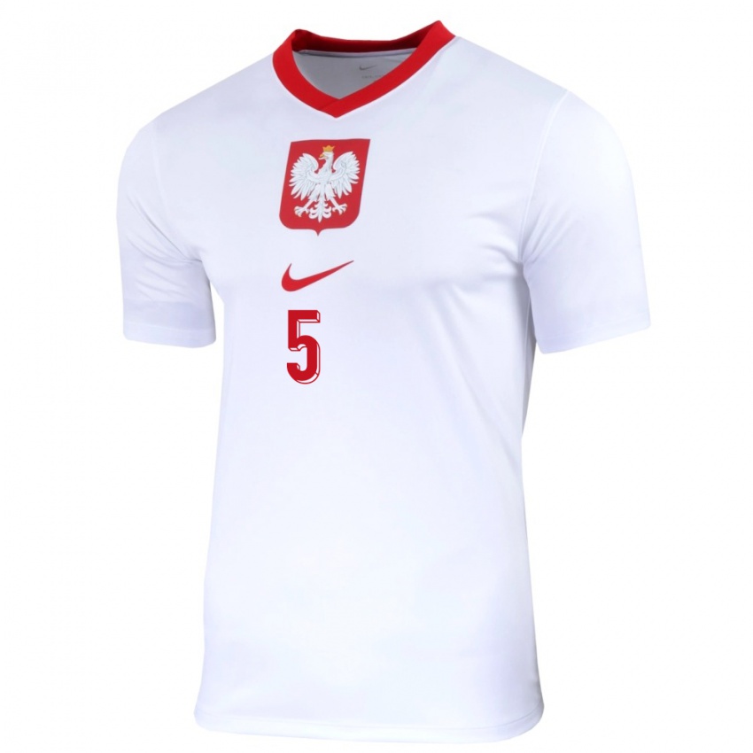 Bambino Maglia Polonia Michal Gurgul #5 Bianco Kit Gara Home 24-26 Maglietta