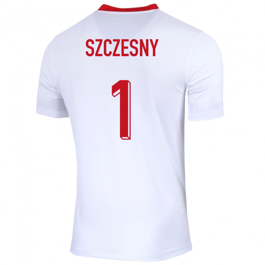 Bambino Maglia Polonia Wojciech Szczesny #1 Bianco Kit Gara Home 24-26 Maglietta