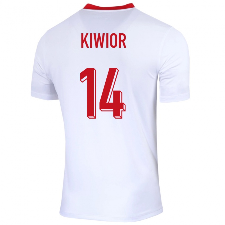 Bambino Maglia Polonia Jakub Kiwior #14 Bianco Kit Gara Home 24-26 Maglietta