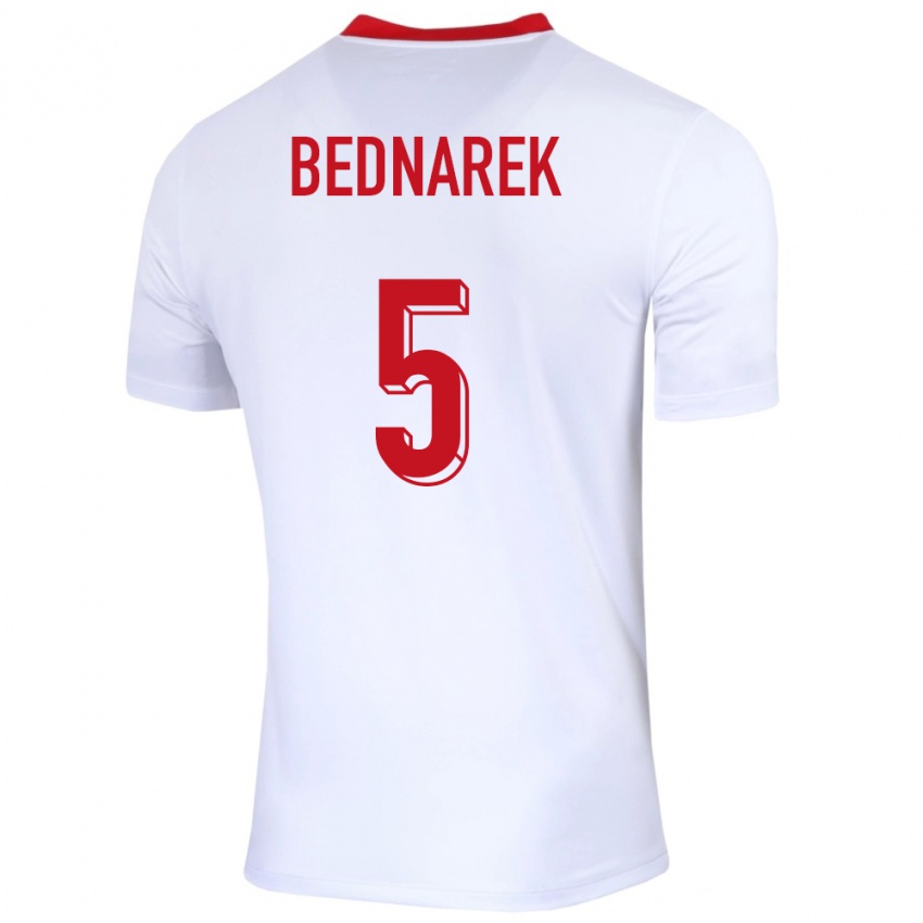 Bambino Maglia Polonia Jan Bednarek #5 Bianco Kit Gara Home 24-26 Maglietta