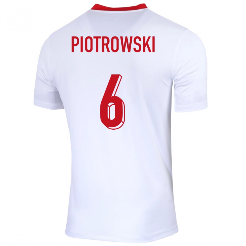 Bambino Maglia Polonia Jakub Piotrowski #6 Bianco Kit Gara Home 24-26 Maglietta